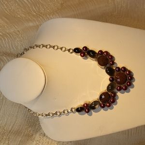 Vintage Japer, Pearl and Smoky Topaz Necklace